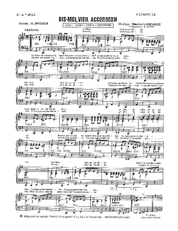 télécharger la partition d'accordéon Dis moi vieil Accordéon (Arrangement : Gary Ditch) (Charleston) au format PDF