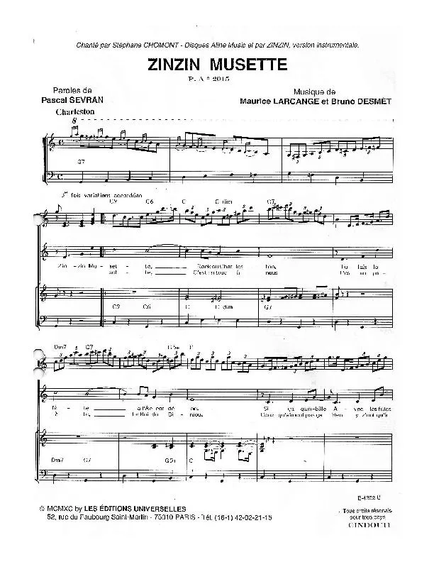 télécharger la partition d'accordéon Zinzin Musette (Charleston) au format PDF