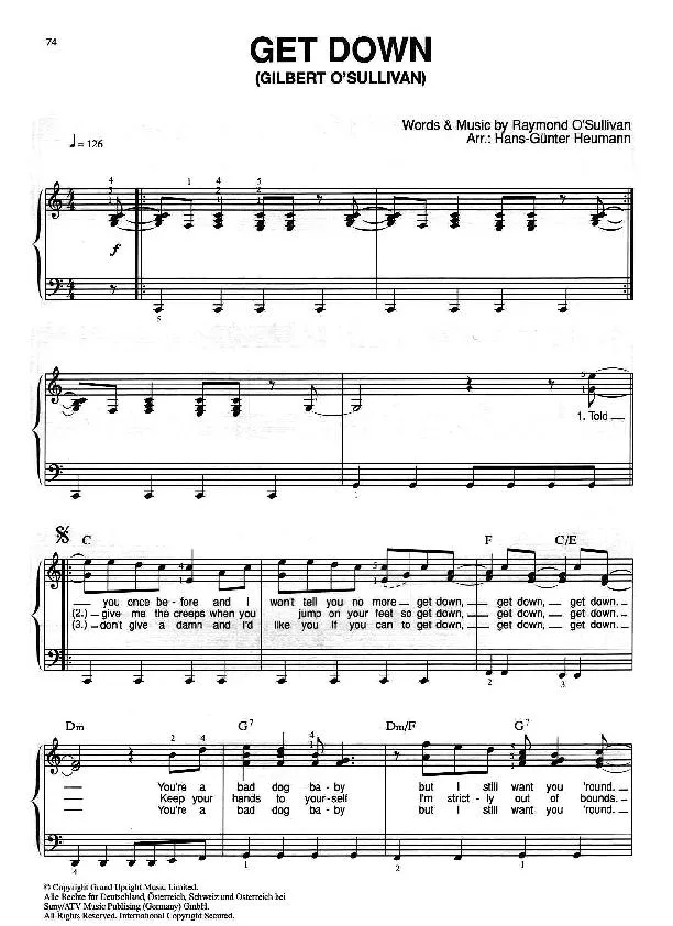 télécharger la partition d'accordéon Get Down (Arrangement Hans-Günter Heumann) (Gilbert O'Sullivan) au format PDF