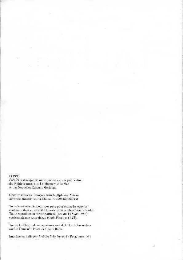 télécharger la partition d'accordéon Léo Ferré : Paroles et Musique de toute une Vie (50 titres) au format PDF
