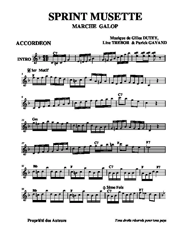 télécharger la partition d'accordéon Sprint Musette (Marche Galop) au format PDF