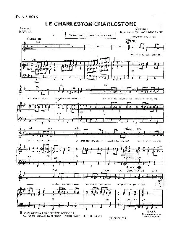 télécharger la partition d'accordéon Le charleston charlestone (Arrangement : Gary Ditch) au format PDF