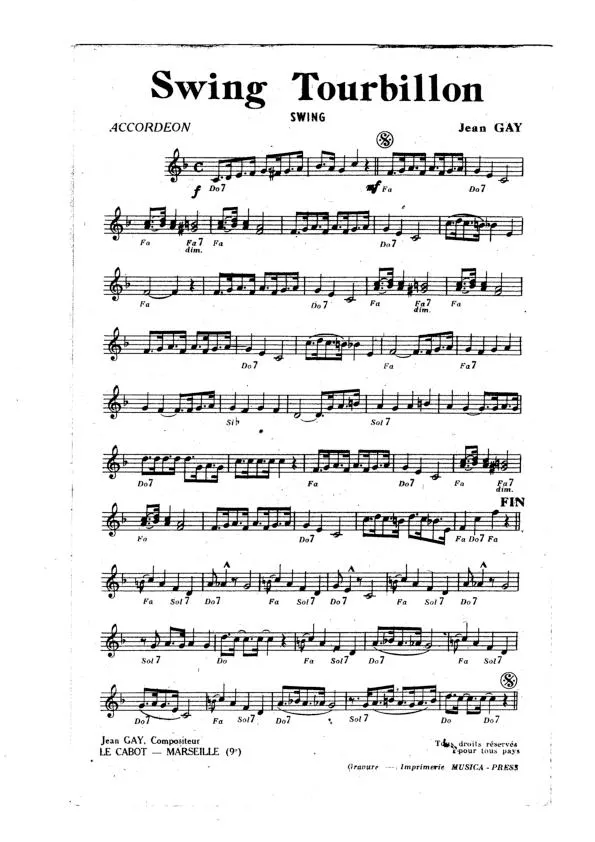 télécharger la partition d'accordéon Swing Tourbillon au format PDF