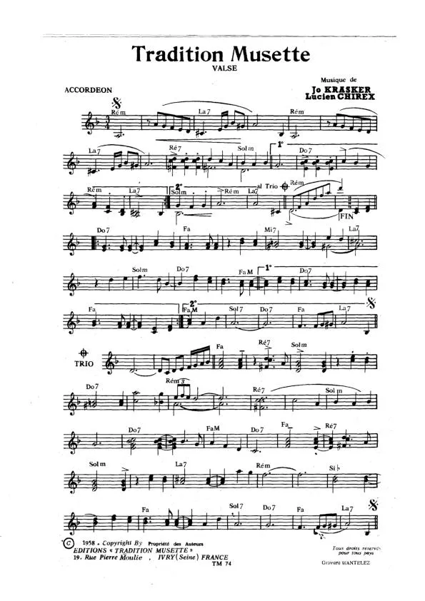 télécharger la partition d'accordéon Tradition Musette (Valse) au format PDF