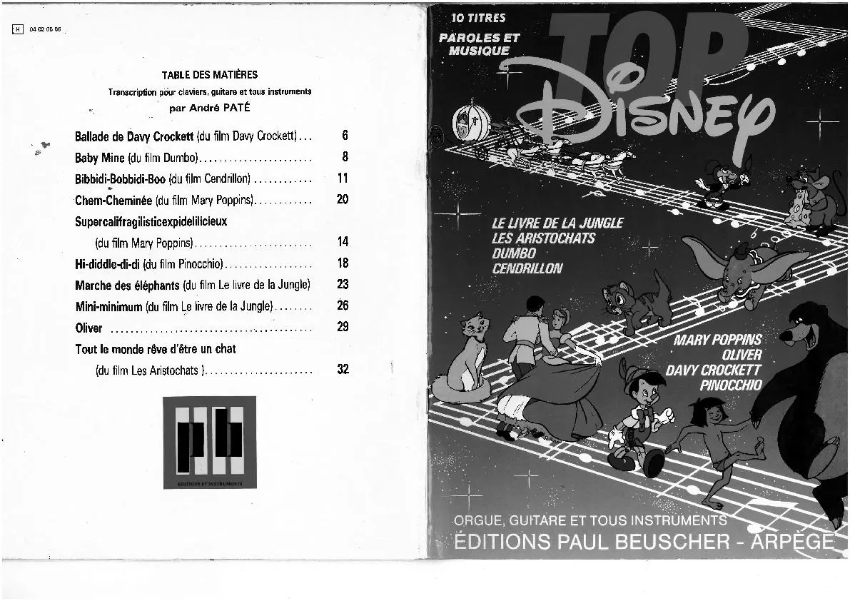 télécharger la partition d'accordéon Top Disney (10 Titres) au format PDF