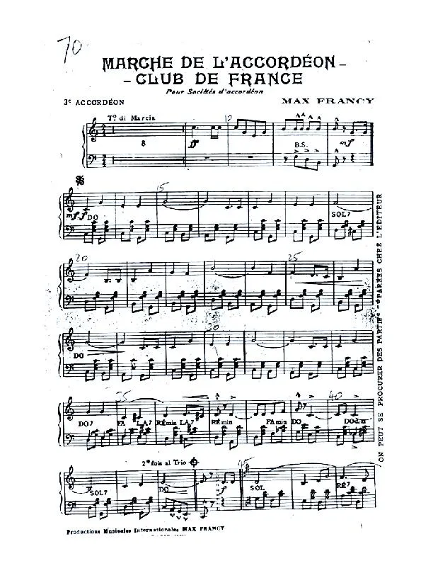 télécharger la partition d'accordéon Marche de l'Accordéon Club de France (3ème Accordéon + Conducteur) au format PDF