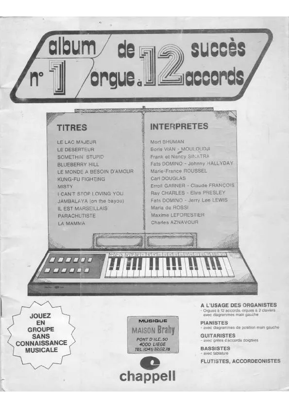 télécharger la partition d'accordéon Album n°1 de 12 Succès Orgue à Accords au format PDF