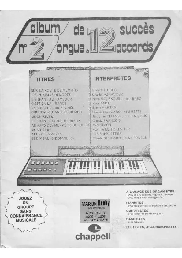 télécharger la partition d'accordéon Album n°2 de 12 Succès Orgue à Accords au format PDF