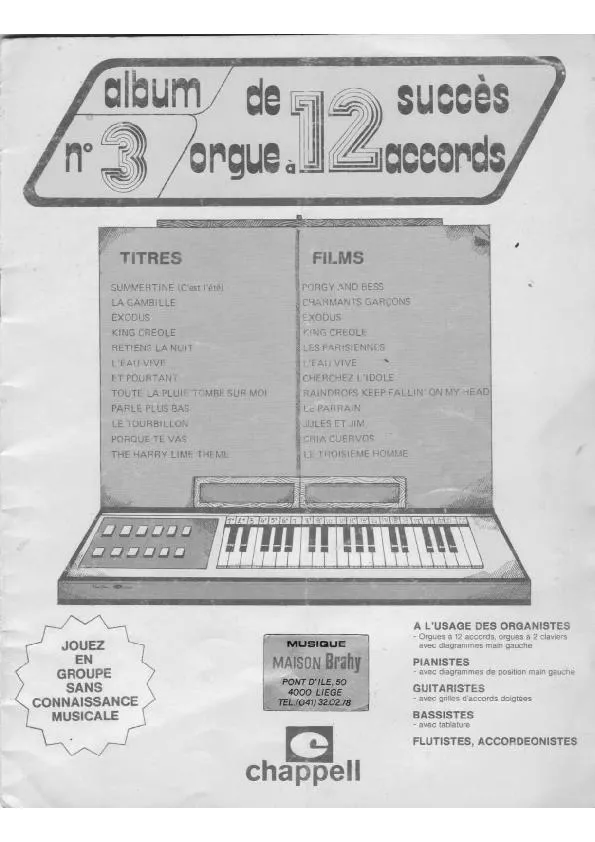 télécharger la partition d'accordéon Album n°3 de 12 Succès Orgue à Accords au format PDF