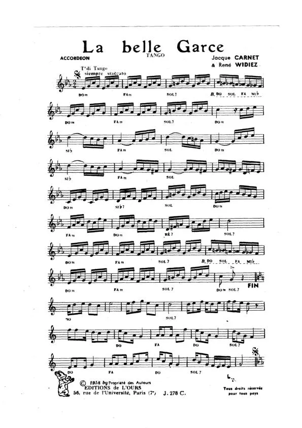 télécharger la partition d'accordéon La belle Garce (Orchestration) (Tango) au format PDF