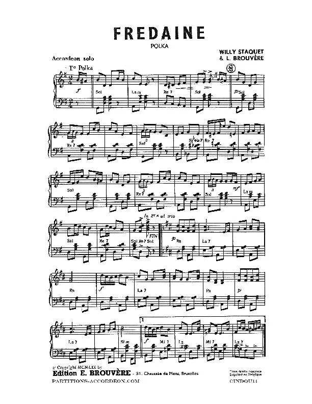 télécharger la partition d'accordéon Fredaine (Polka) au format PDF