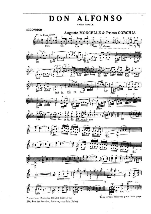 télécharger la partition d'accordéon Don Alfonso (Paso Doble) au format PDF
