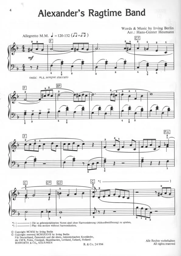télécharger la partition d'accordéon Alexander's Ragtime Band (Arrangement Hans-Günter Heumann) au format PDF