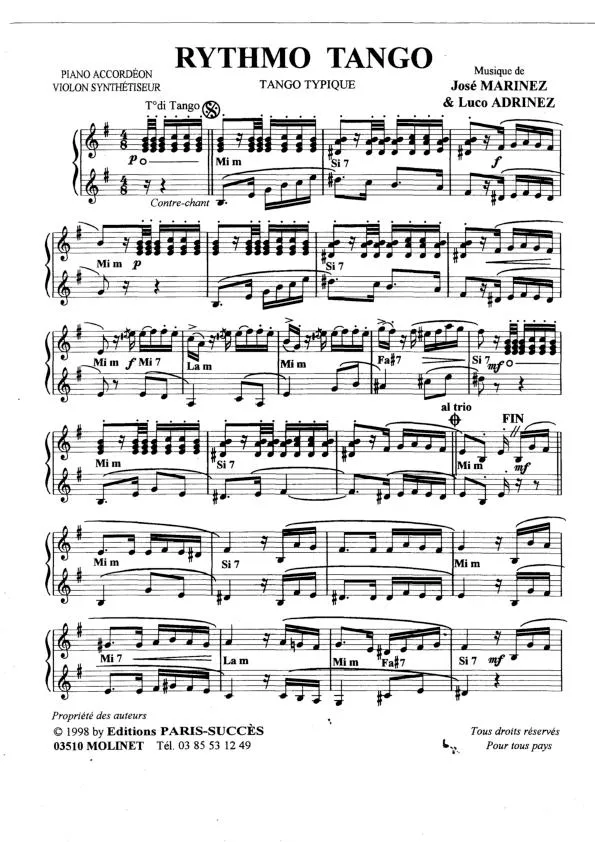 télécharger la partition d'accordéon Rythmo Tango (Deux Accordéons) au format PDF