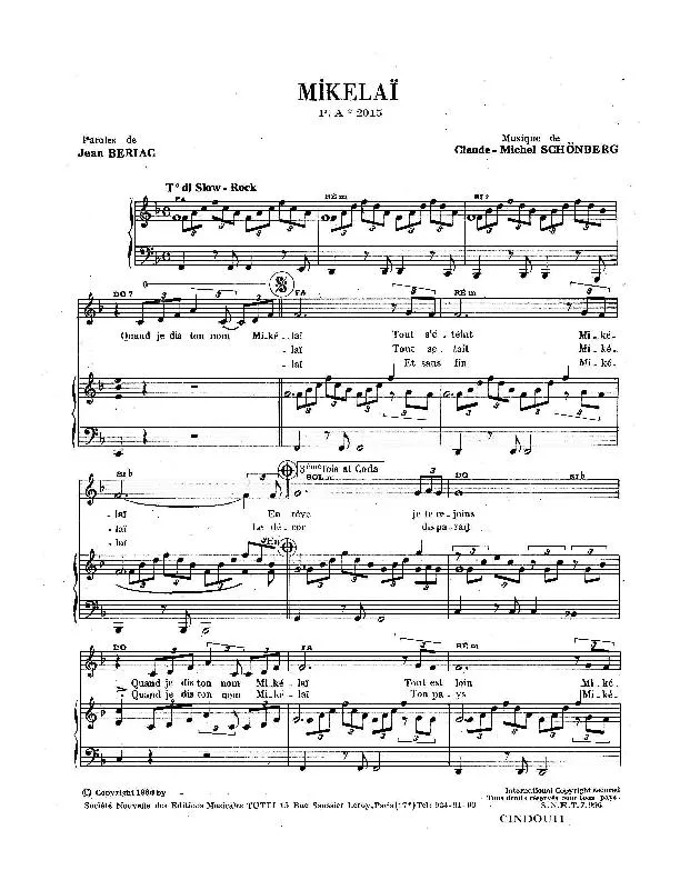 télécharger la partition d'accordéon Mikelaï (Slow Rock) au format PDF