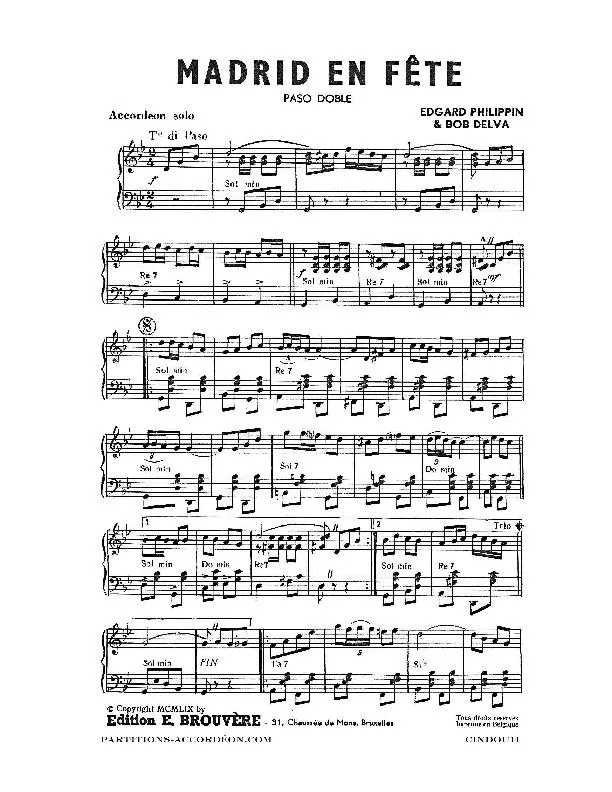 télécharger la partition d'accordéon Madrid en fête (Paso Doble) au format PDF