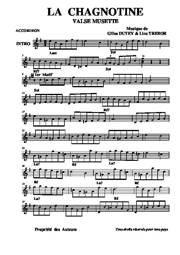 télécharger la partition d'accordéon La Chagnotine (Valse Musette) au format PDF