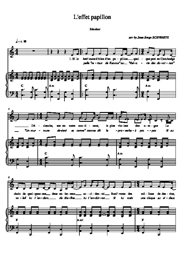 télécharger la partition d'accordéon L'effet papillon (Arrangement : Jean-Serge Schwartz) au format PDF