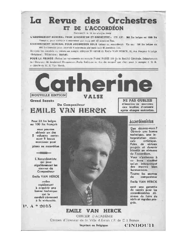 télécharger la partition d'accordéon Catherine (Valse) au format PDF