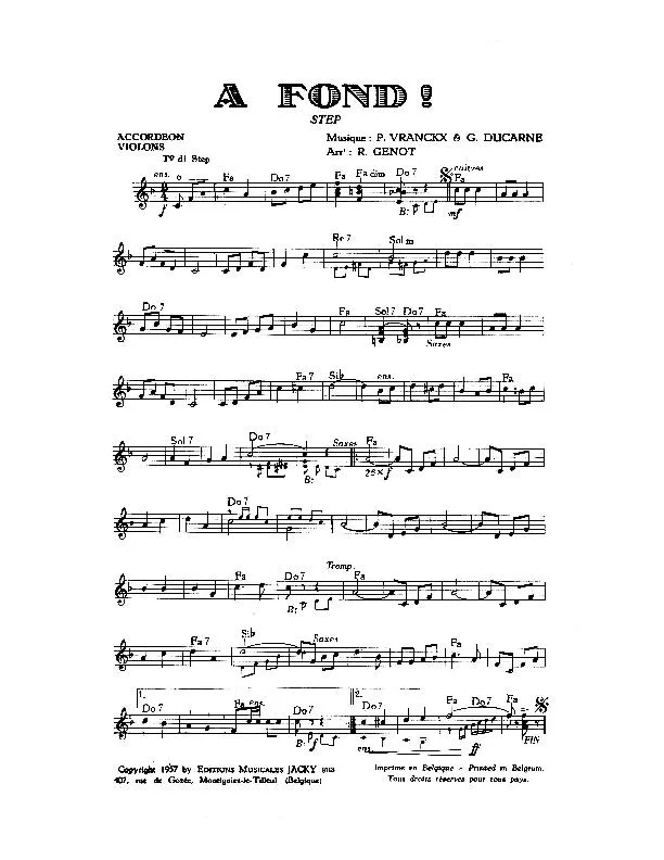 télécharger la partition d'accordéon A Fond (Arrangement : Ray Genot) (Step) au format PDF