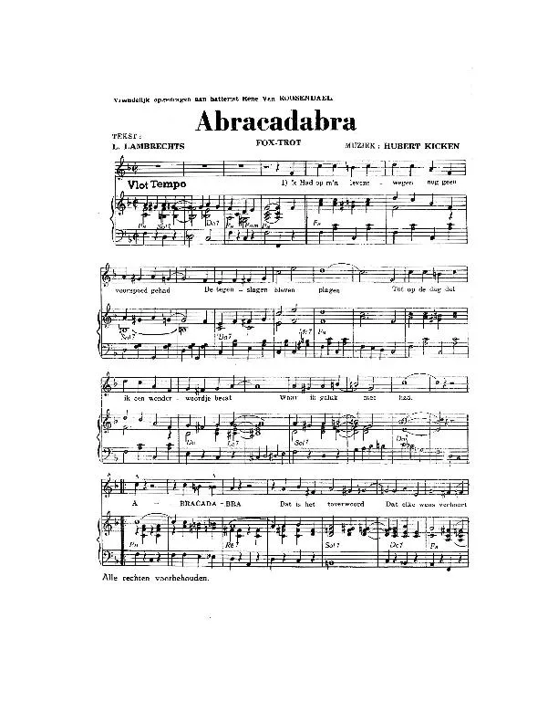 télécharger la partition d'accordéon Abracadabra (Fox Trot) au format PDF