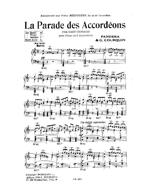 télécharger la partition d'accordéon La parade des accordéons (One Step) au format PDF