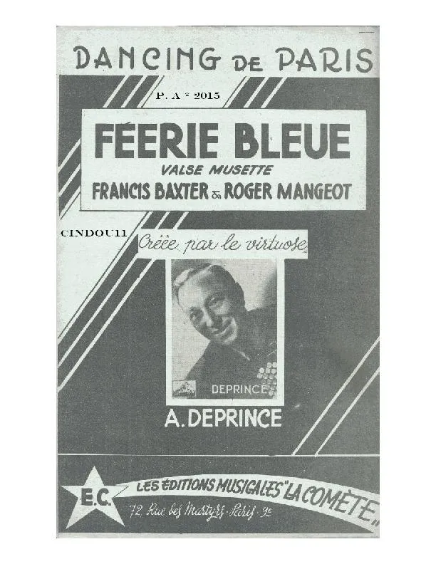 télécharger la partition d'accordéon Féerie Bleue (Valse Musette) au format PDF