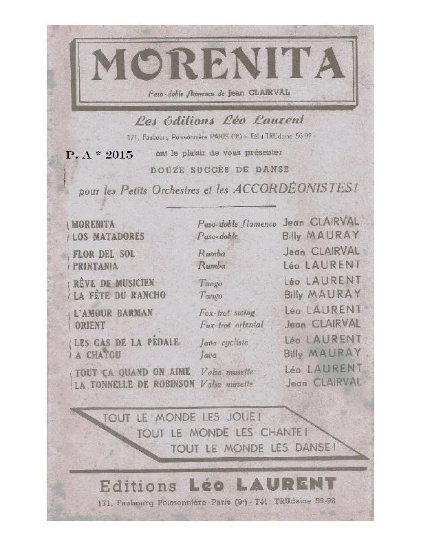 télécharger la partition d'accordéon Morenita (Orchestration) (Paso Doble Flamenco) au format PDF
