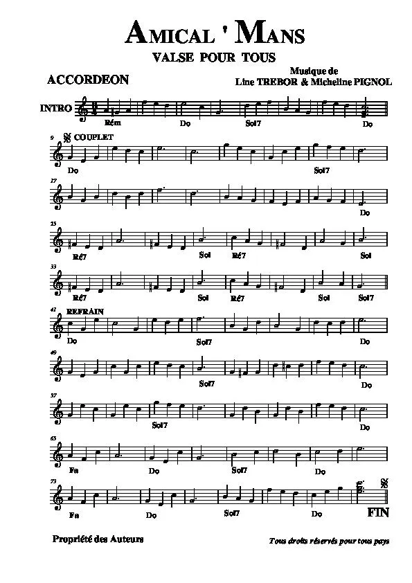 télécharger la partition d'accordéon Amical' Mans (Valse pour tous) au format PDF