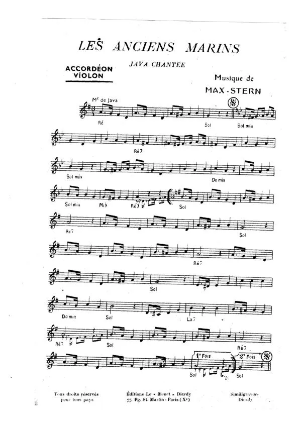 télécharger la partition d'accordéon Les anciens marins (Orchestration) (Java Chantée) au format PDF