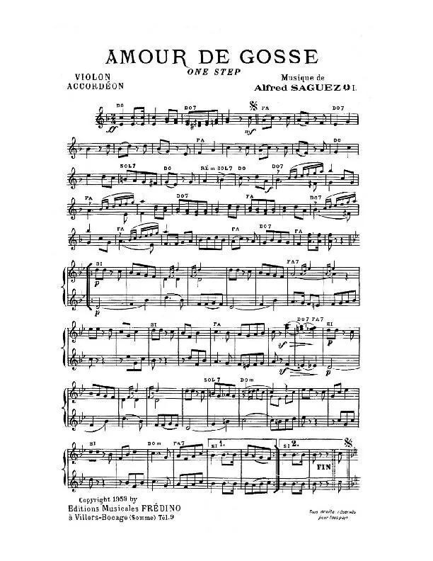 télécharger la partition d'accordéon Amour de gosse (One Step) au format PDF