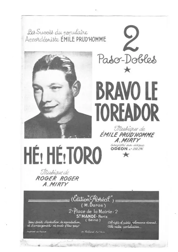télécharger la partition d'accordéon Hé Hé Toro (Orchestration) (Paso Doble) au format PDF