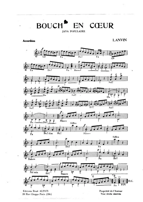 télécharger la partition d'accordéon Bouch en cœur (Orchestration Complète) (Java Populaire) au format PDF
