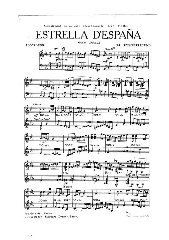 télécharger la partition d'accordéon Estrella d'España + Entrada del torero (Orchestration) (Paso Doble) au format PDF