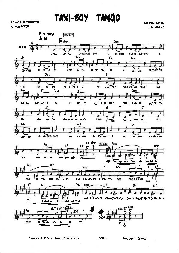 télécharger la partition d'accordéon Taxi Boy Tango au format PDF