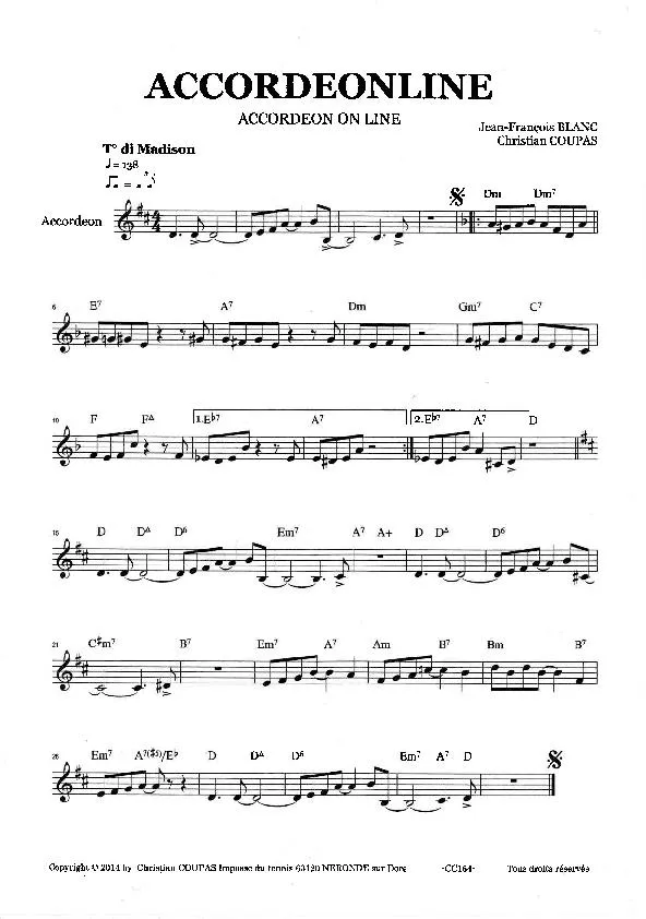 télécharger la partition d'accordéon Accordeonline (Accordeon on line) (Madison) au format PDF