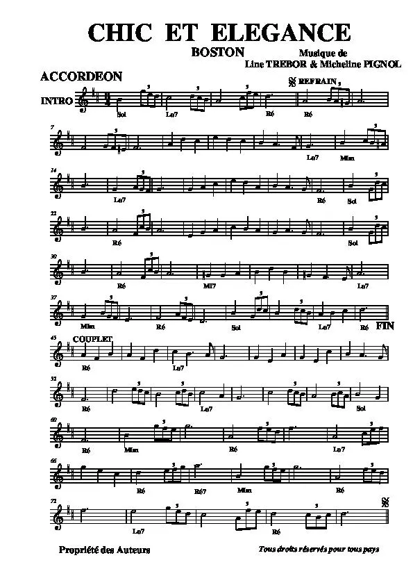 télécharger la partition d'accordéon Chic et élégance (Boston) au format PDF