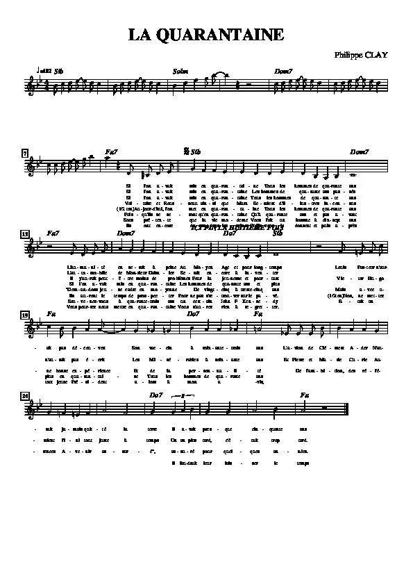 télécharger la partition d'accordéon La quarantaine (Chant : Philippe Clay) (Relevé) au format PDF