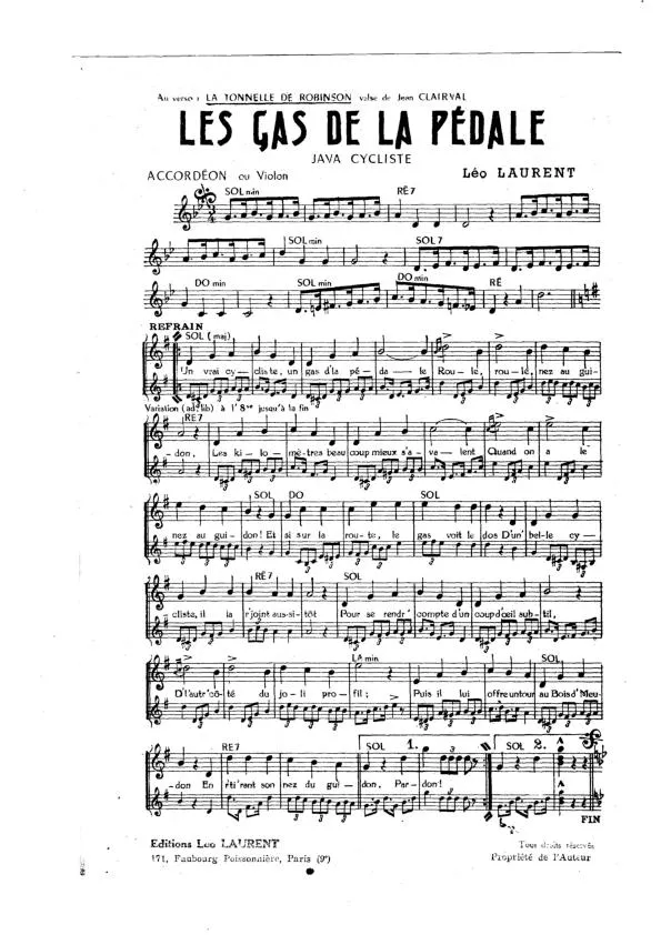 télécharger la partition d'accordéon Les gas de la pédale (Deux accordéons) (Orchestration) (Java Cycliste) au format PDF