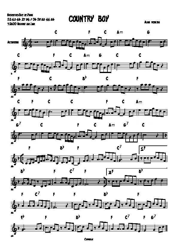 télécharger la partition d'accordéon Country Boy au format PDF