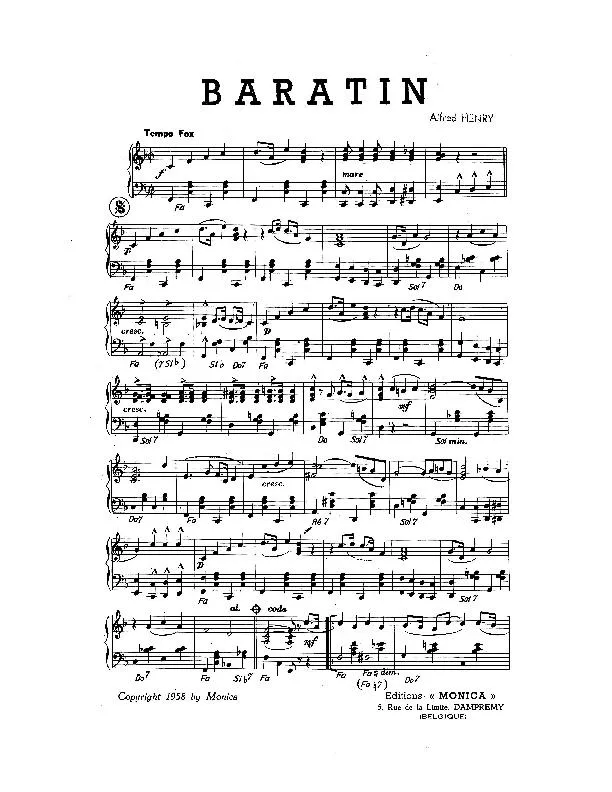 télécharger la partition d'accordéon Baratin (Fox) au format PDF