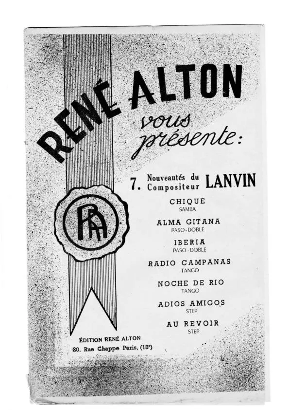 télécharger la partition d'accordéon Recueil : René Alton vous présente 7 Nouveautés du compositeur Lanvin (Orchestrations) (Chique + Alma Gitana + Iberia + Radio Campanas + Noche de Rio + Adios Amigos + Au Revoir) au format PDF