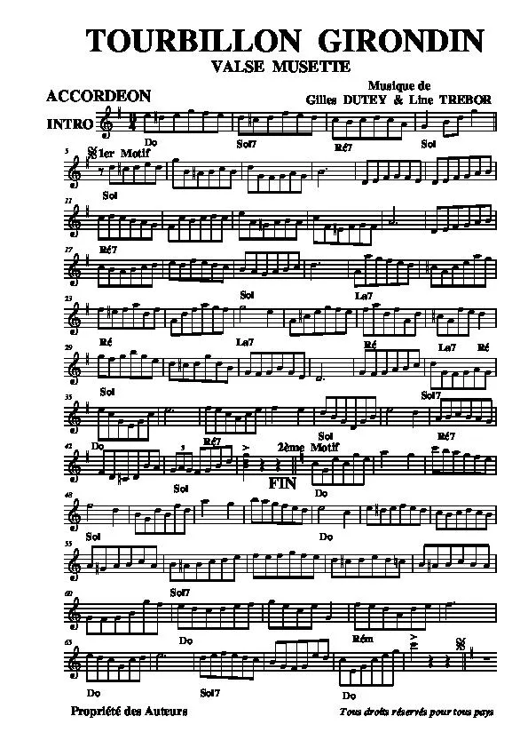 télécharger la partition d'accordéon Tourbillon Girondin (Valse Musette) au format PDF