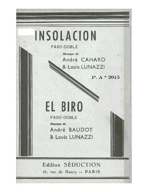 télécharger la partition d'accordéon Insolacion (Orchestration Complète) (Paso Doble) au format PDF