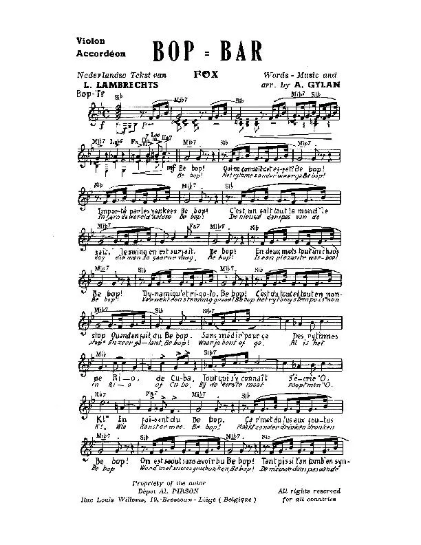 télécharger la partition d'accordéon Bop Bar (Fox) au format PDF