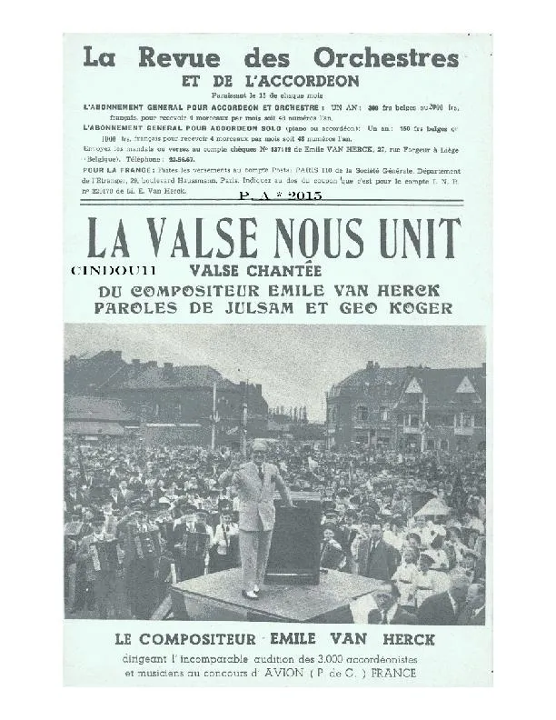 télécharger la partition d'accordéon La valse qui nous unit (Orchestration Complète) au format PDF