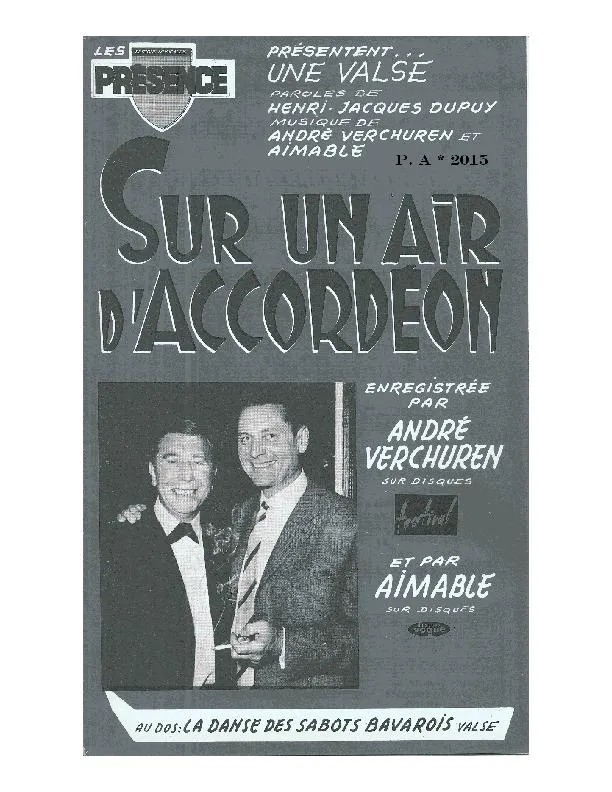 télécharger la partition d'accordéon Sur un air d'accordéon (Orchestration) (Valse) au format PDF