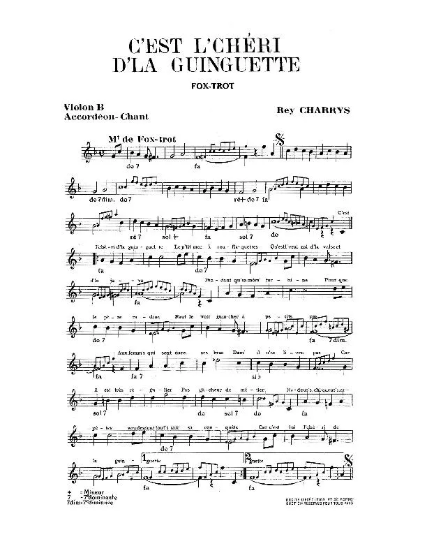 télécharger la partition d'accordéon C'est l' chéri d' la guinguette (Fox Trot) au format PDF