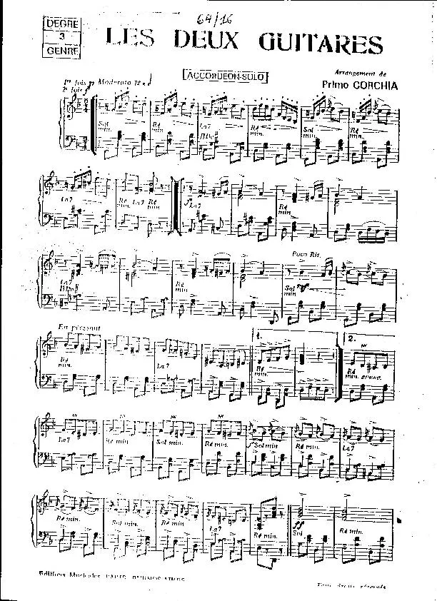 télécharger la partition d'accordéon Les deux guitares au format PDF