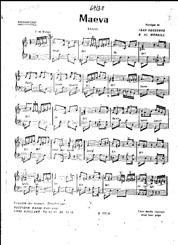 télécharger la partition d'accordéon Maeva (Tango) au format PDF